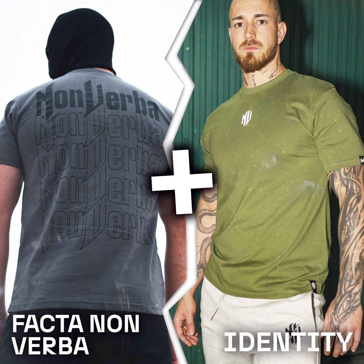 CAMISETA "IDENTITY"  VERDE + CAMISETA "FACTA NON VERBA" GRIS