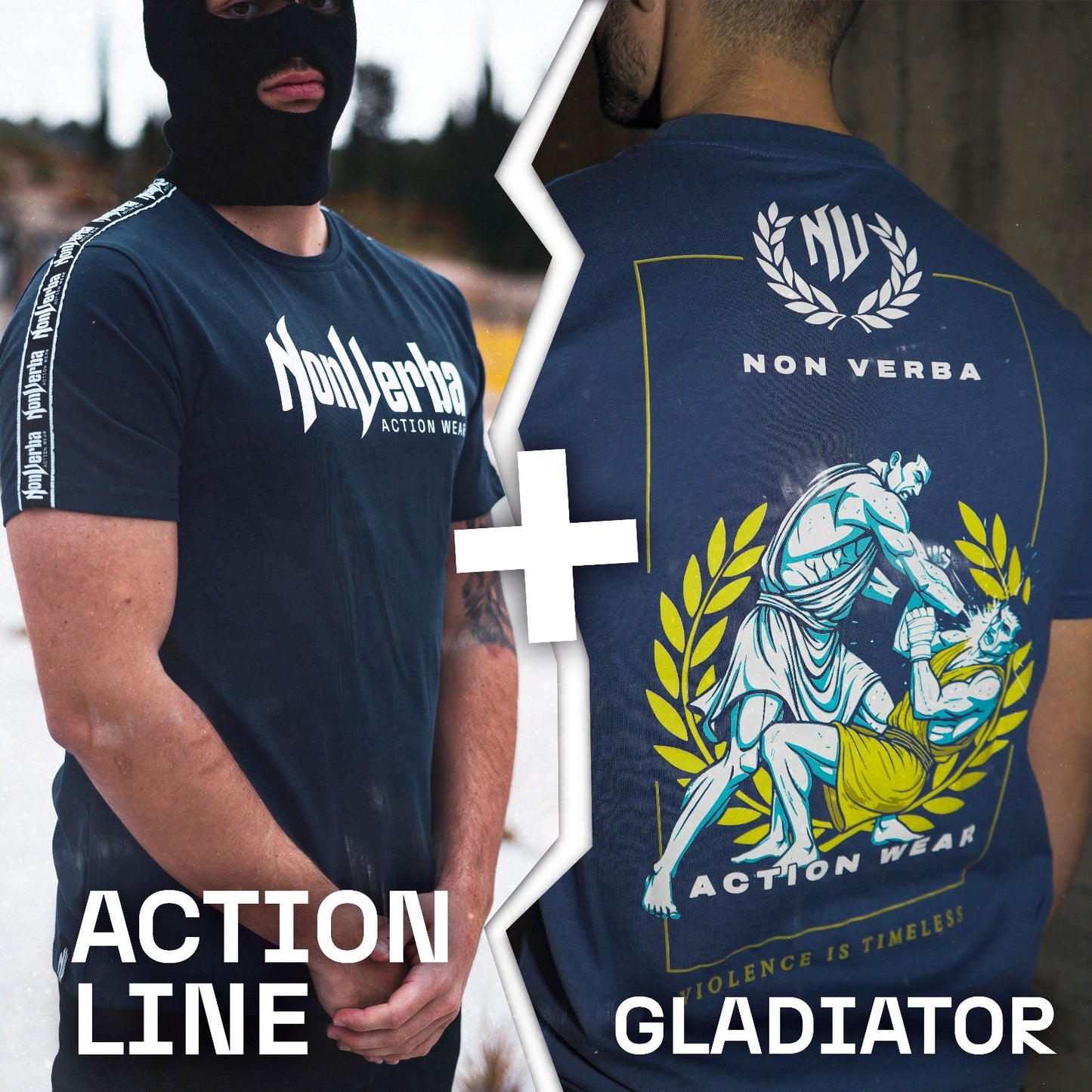 CAMISETA "GLADIATOR" AZUL + CAMISETA "ACTION LINE" AZUL