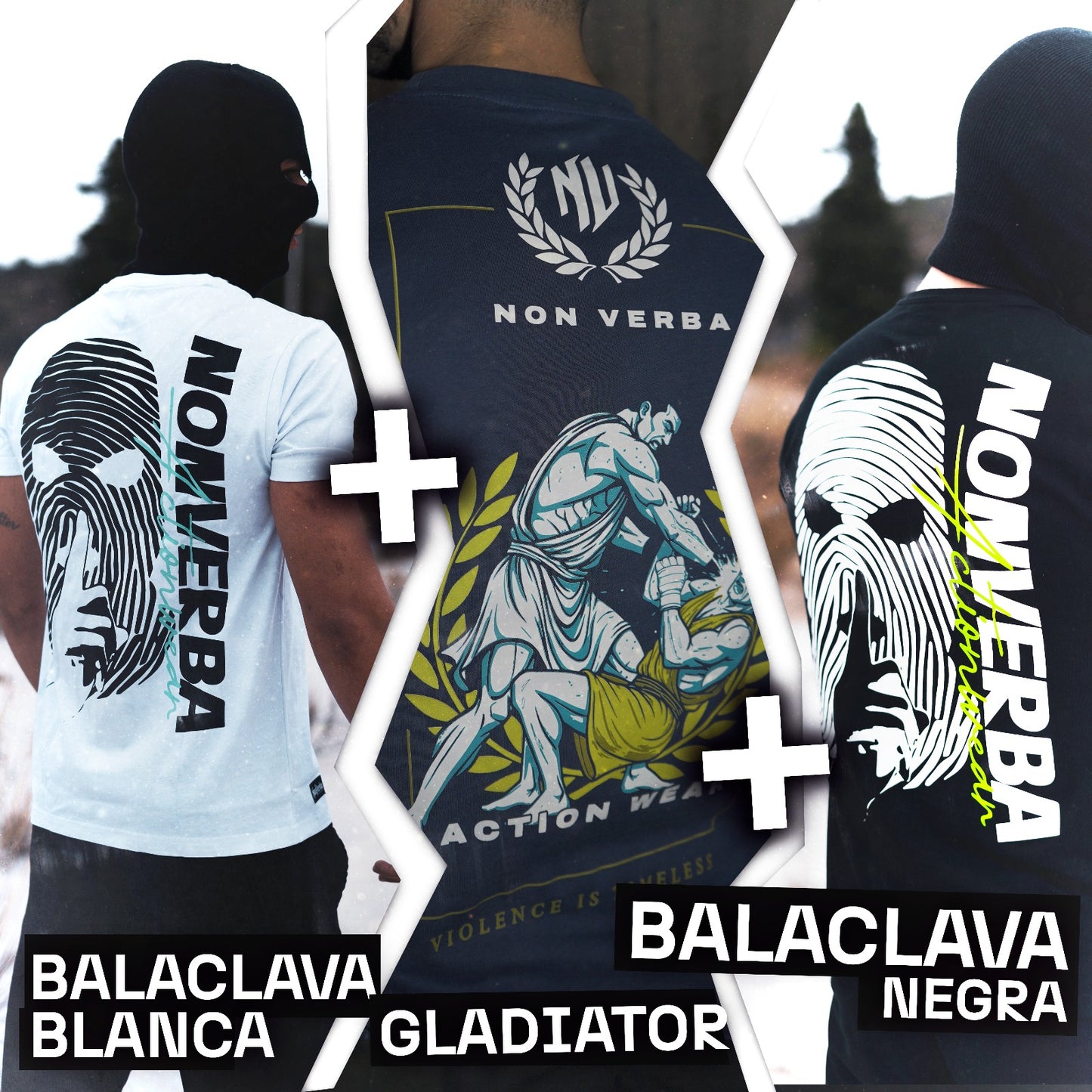 STREET FIGHTER "GLADIATOR + BALACLAVA NEGRA + BALACLAVA BLANCA"