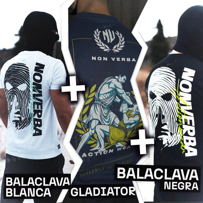 STREET FIGHTER "GLADIATOR + BALACLAVA NEGRA + BALACLAVA BLANCA"