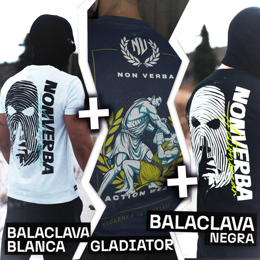 STREET FIGHTER "GLADIATOR + BALACLAVA NEGRA + BALACLAVA BLANCA"