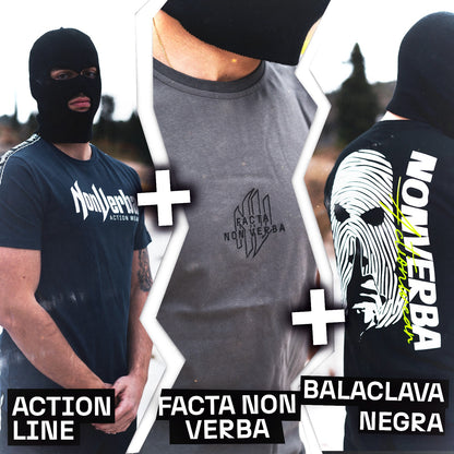 OLD SCHOOL "ACTION LINE + GRIS + BALACLAVA NEGRA"